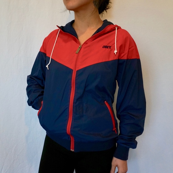 obey red windbreaker